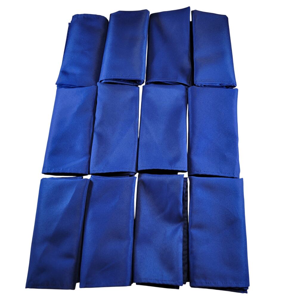 Set of 12 Royal Blue Cloth Napkins 17"x17" Solid Color Polyester Dinner Table